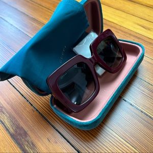 Gucci Oversized Square Sunglasses in Deep Burgundy